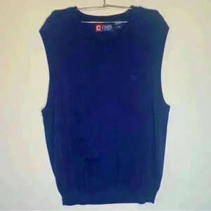 Chaps Mens Navy Blue Sweater Vest Size Large